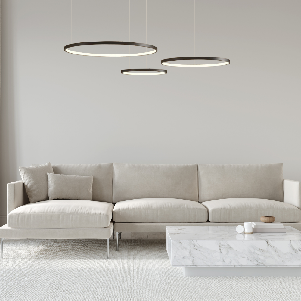 Dimmbare LED Pendellampe Circle schwarz mit Fernbedienung